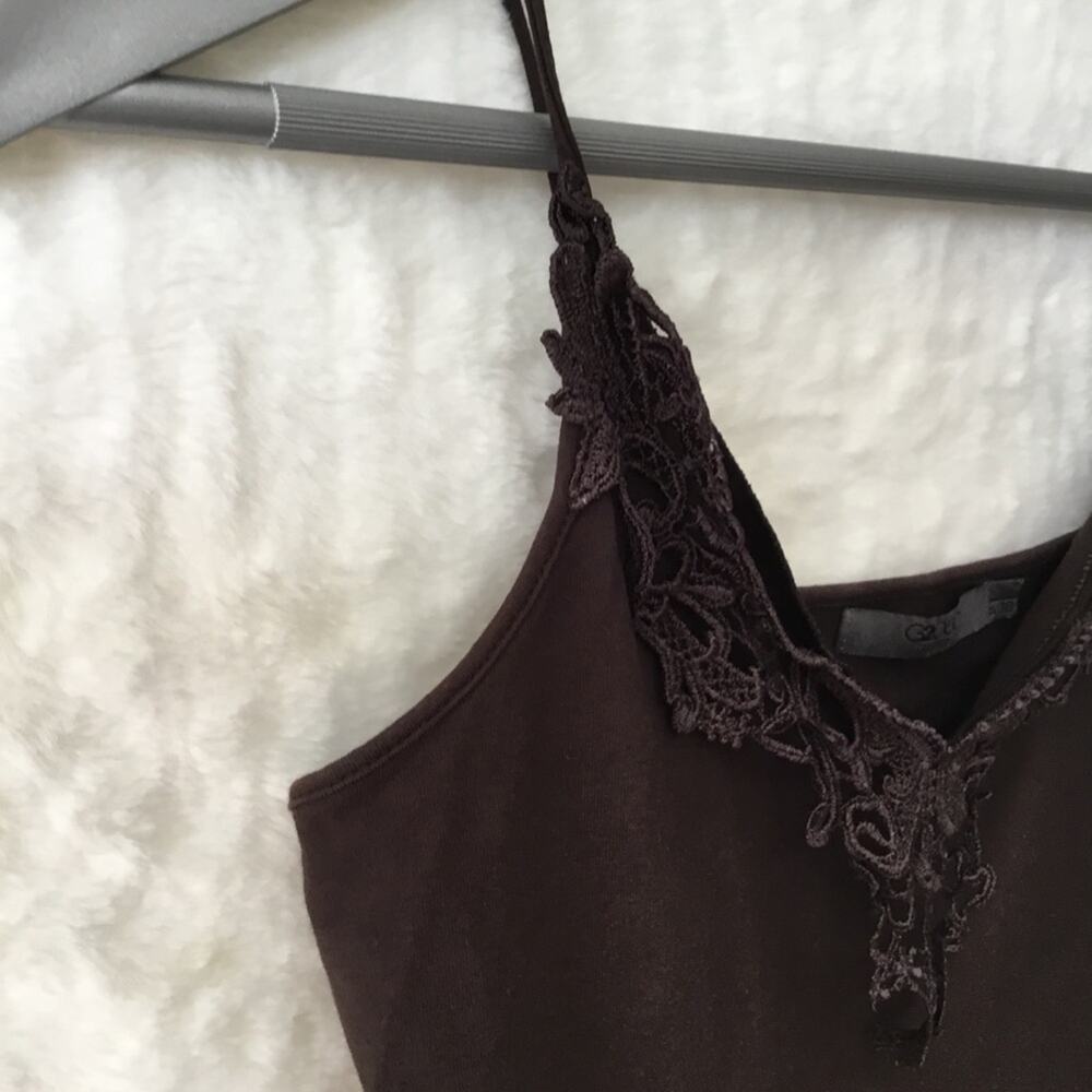 G2000 Brown Spaghetti Lace Trim Cami Stretch Top - Picture 4 of 14